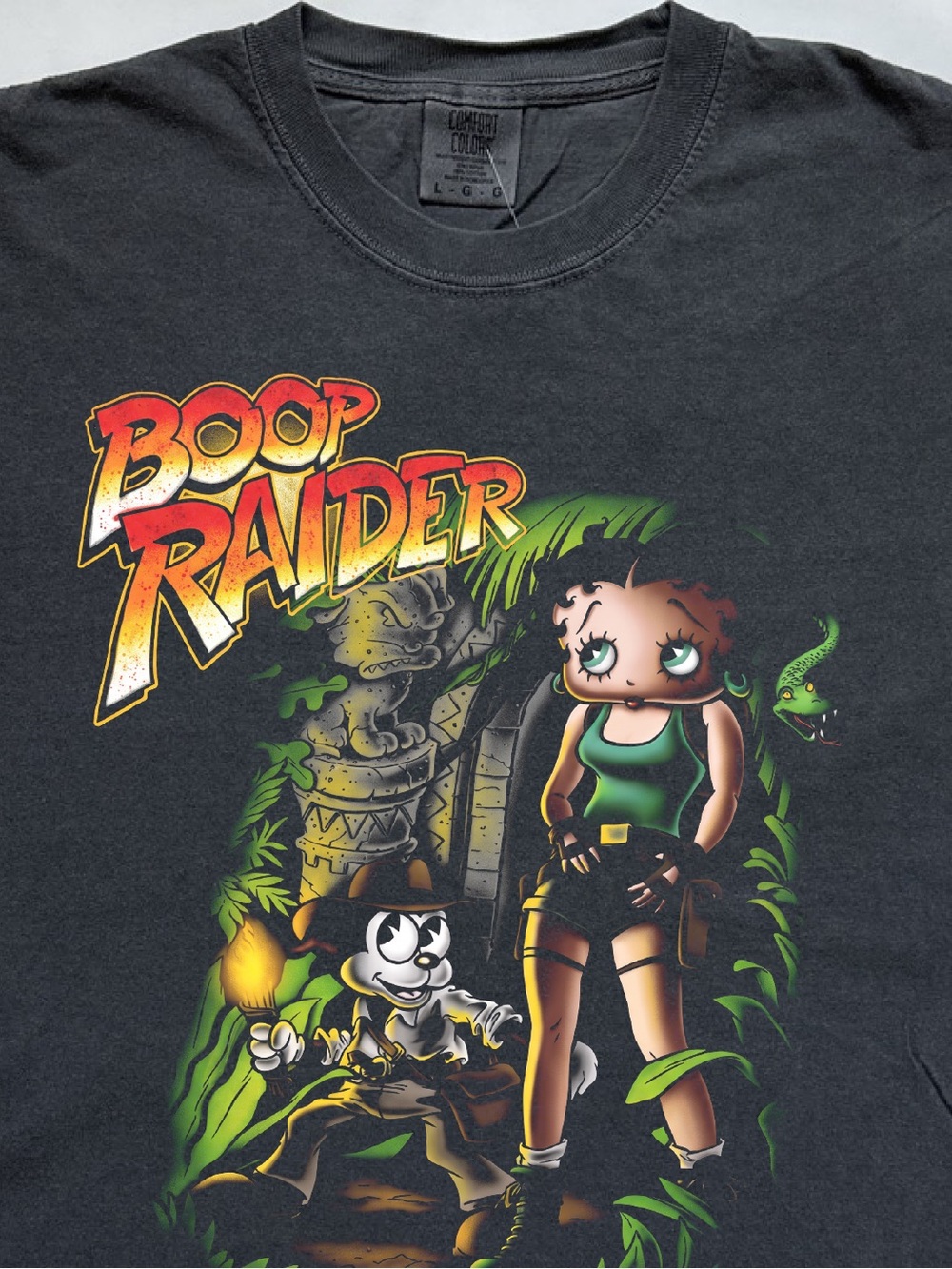 Betty Boop Boop raider indiana jones tomb raider parody tee